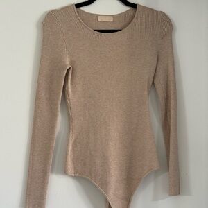 Beige bodysuit ribbed